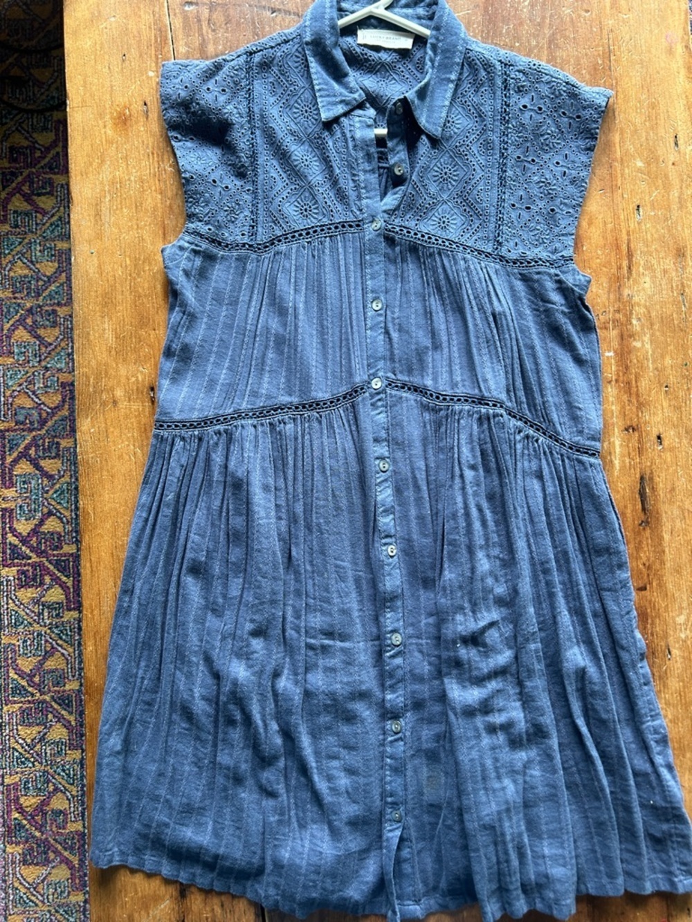 Lucky Brand Blue Eyelet, Sleeveless Dress